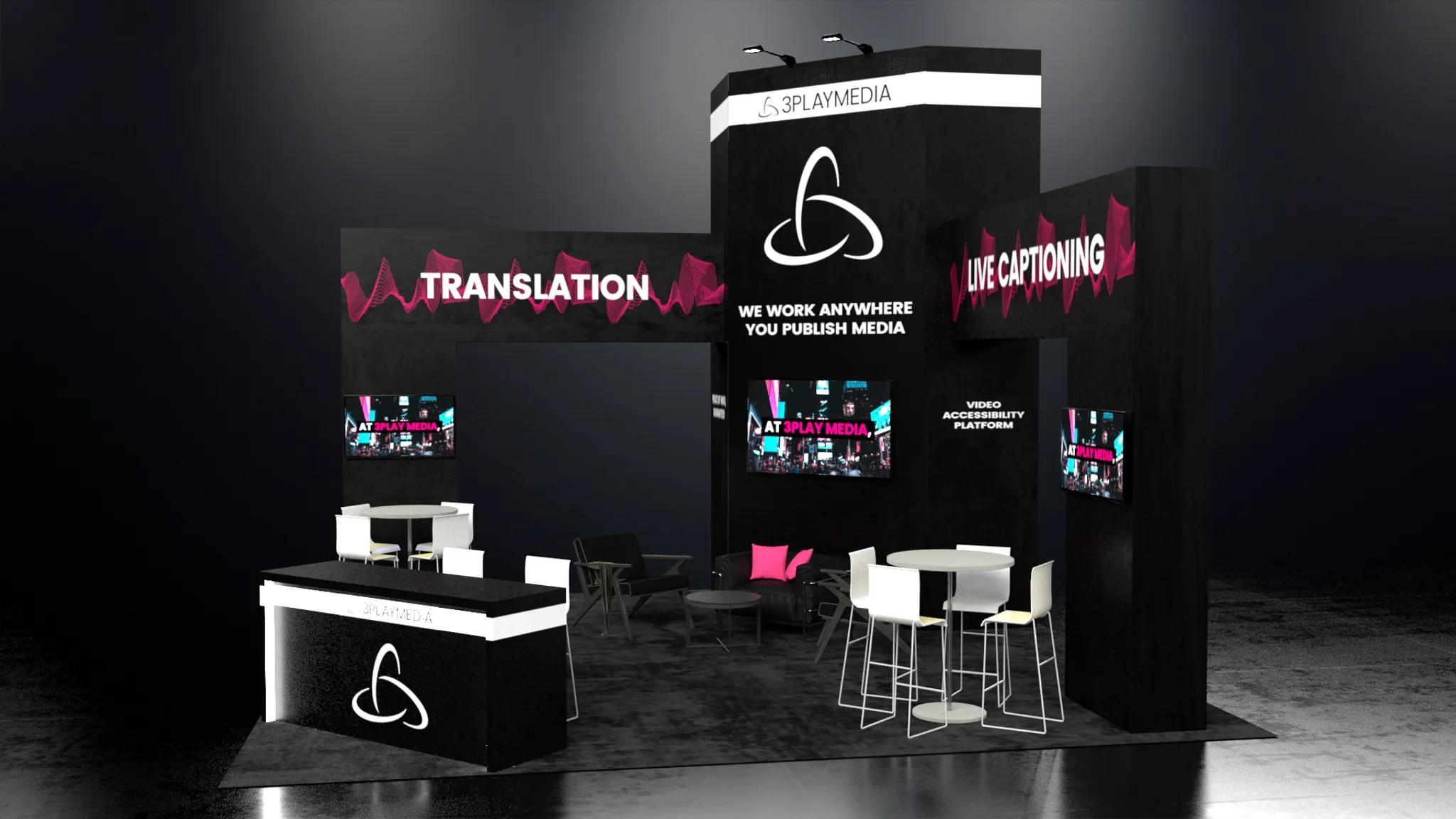 20x20 Island booth design by Reaction Space